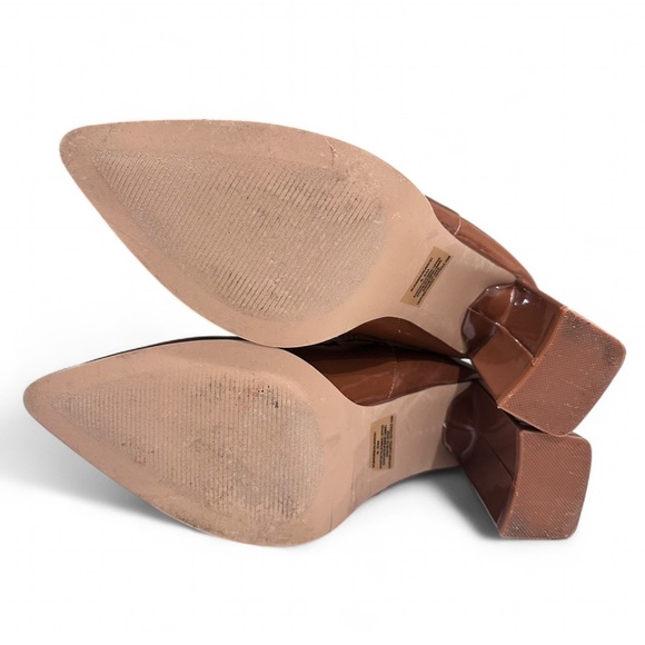 Line NewSteve Madden Shine Boots Cognac Pointed Toe Block Heel Slip On 9.5 - Picture 4 of 8